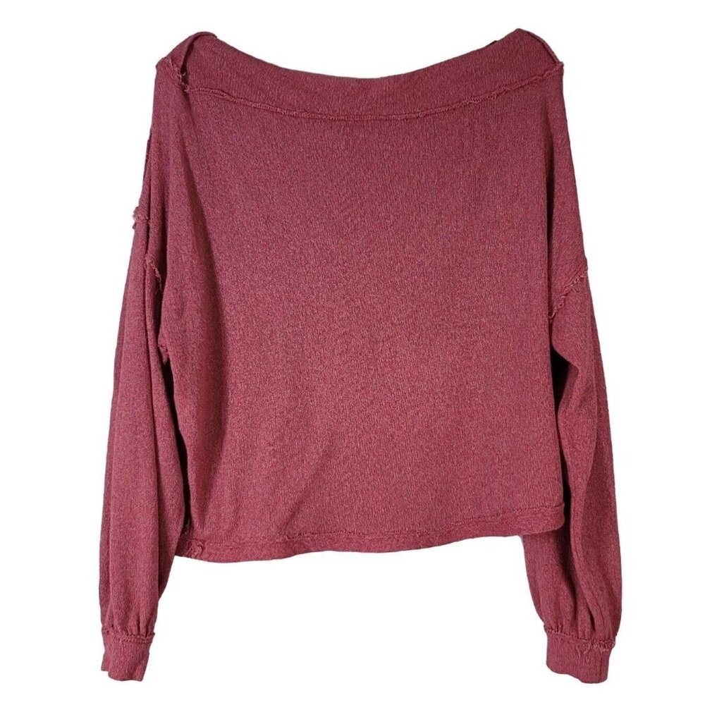 We the Free Stay with Me Hacci Sweater Red Raspberry Medium Exposed Seams Boho